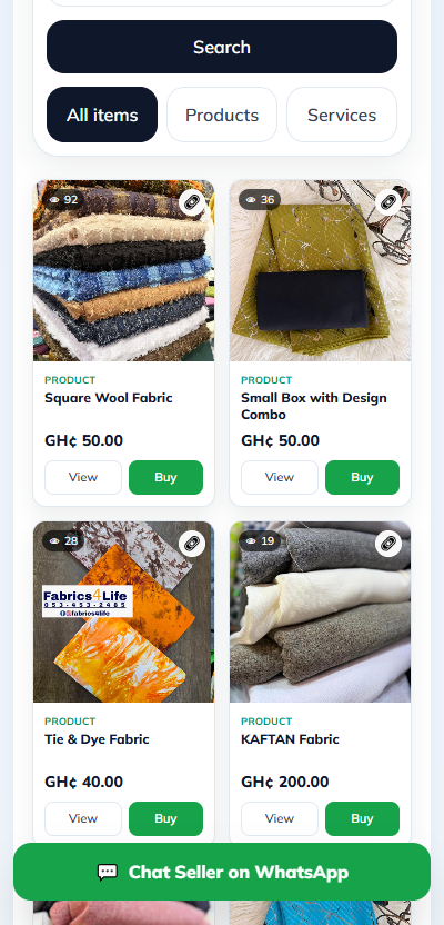 Sample mobile storefront preview